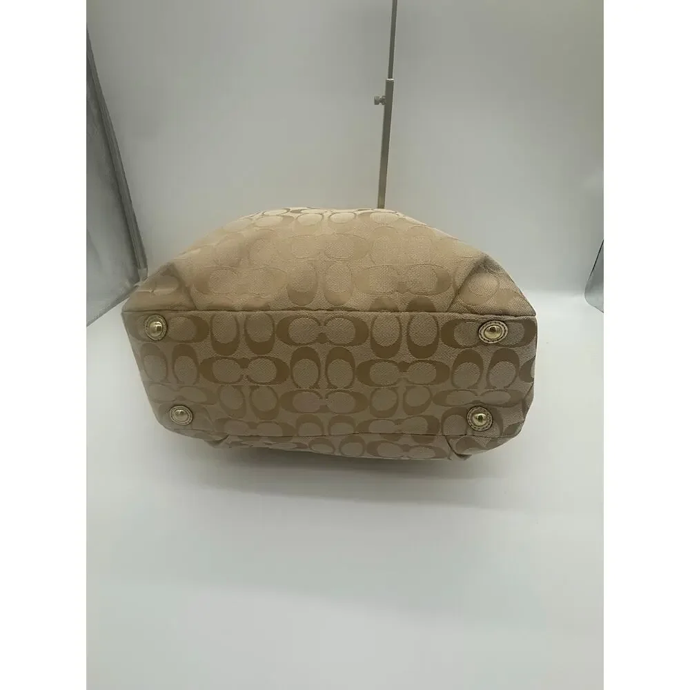 Coach Soho Pleated Canvas Tote Metallic Gold Leather Hardware Shoulder Bag⁠
